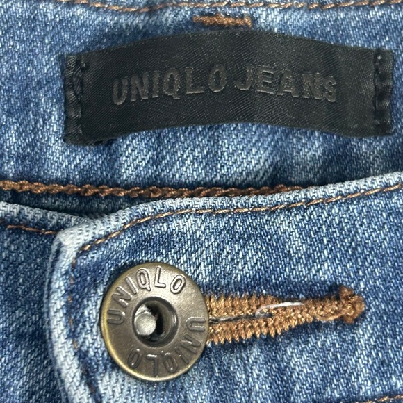 UNIQLO JEANS Women Wide Leg Crop Denim Blue Jeans Size 4 - Picture 5 of 7